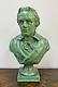 10.5 Antique French Patinated Spelter Bust Of Composer Ludwig Van Beethoven