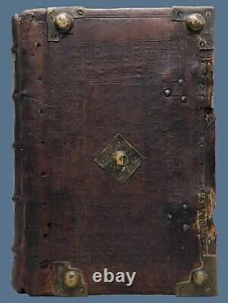 1592 Folio Geneva Bible in Contemporary Blind Stamped Oak Boards with Metalwork