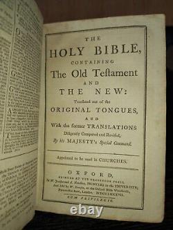 1787 KING JAMES BIBLE Fine Binding ORIGINAL METALWORK 100% Complete