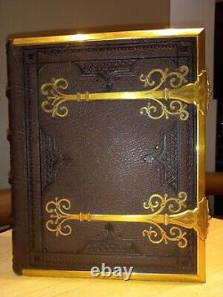 1857 LARGE HOLY BIBLE / ORNATE BINDING METALWORK by HAYDAY / MUSEUM QUALITY