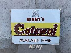1900s Old Collectible Binny's Cotswol Available Here Adv. Litho Tin Sign Board