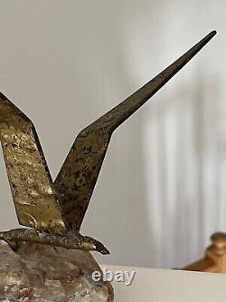 1969 Curtis Jere Signed Vtg MCM Brass Metal Bird The Flight Quartz Sculpture