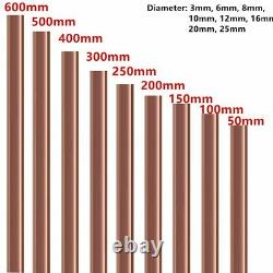 3mm -25mm Dia. Copper Round Bar Rod Milling Welding Metalworking T. &