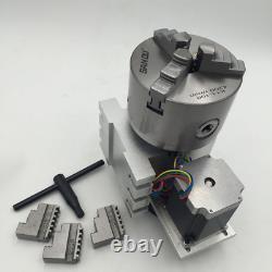 4th A Rotary Axis Nema23 61 Stepper Motor with 3Jaw Lathe Chuck 80mm Metalworking