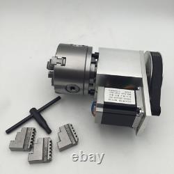 4th A Rotary Axis Nema23 61 Stepper Motor with 3Jaw Lathe Chuck 80mm Metalworking