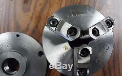 6 3-JAW SELF-CENTERING LATHE CHUCK top & bottom jaws w. 1-1/2-8 adapter plate