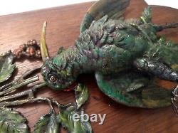 Antique 2 French Hunting Trophy Realistic Bird Sculpture Wall Plaque Cold Paint