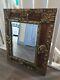 Antique Mirror Framed W Wood And Brass Metalwork Roses And Flowers Victorian