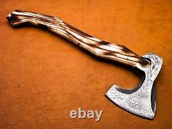 Azzuro Handmade High Carbon Steel Viking Axe Camping Craft Etched KH-02