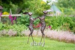 BOXING HARES Beautifully handcrafted filigree bronze coloured metalwork