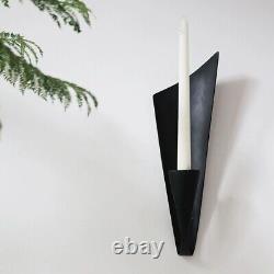 Black Wall Sconce Candle Holders Metalwork Japan Mid-century Modern Candlestick