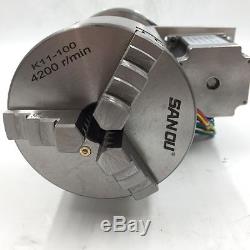 CNC Router 4th Rotary Rotational Axis Hollow Shaft 3 Jaw 100mm Tailstock NEMA23