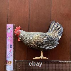 Chicken Metal Statue 8.6 & 4.7 inch Japanese Metalwork Figurine