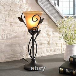 Classic Bronze Table Lamp Torchiere Leaf Vine 40cm & Free Philips Deco LED Bulb