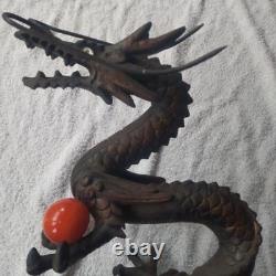 Dragon Metal Statue 9.8 inch tall Japanese Metalwork Figurine