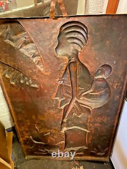 Fabulous 1966 Embossed Copper Panel By Gabriel Kalumba Zaire, Congo, African Art