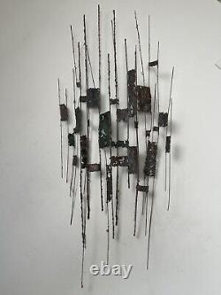 Fantastic Antique MID Century Modern Brutalist Abstract Metal Wall Sculpture Old