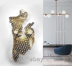 Female torso Metal sculpture gold wall art bust minimalism modern sex erotica