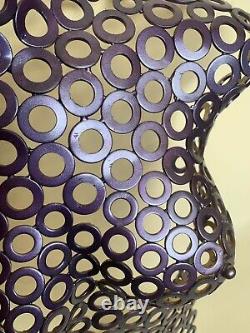 Handcrafted female metal torso full size steel washers metallic purple