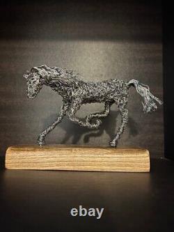 Handmade sculpture of a horse made of wire
