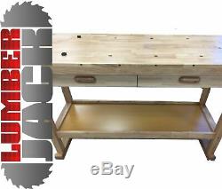 Heavy Duty Solid Wooden Woodworking Work Bench 2 Drawers Vice
