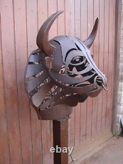Large Bulls Head Garden Sculpture in Corten Steel