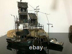 Large Metal/Driftwood art sculpture Rustic Harbour Scene by Monterey Bay Co. USA