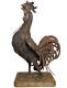 Mid-20th C Vint Lg 16 H Torched & Welded Cut Metal Rooster Sculpture Withwdn Base