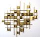 Mid-century Modern Abstract Metal Wall Art Sculpture Geometric Grid With Cubes