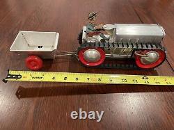 Marx Toys-wind Up Tractor & Dump Trailerheavy Duty Tin Metalworking