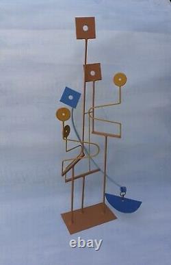 Modern abstract sculpture painted steel and reclaimed metals