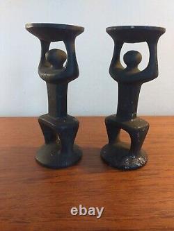 Oisin Kelly Cast Iron Art Candle Sticks Sculptures Modernist 1966, Ireland