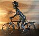 Owen Claassen Steel Sculpture Vintage Brutalist Textured Man On Bike 1.6 Kilos