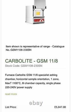 REDUCED Carbolite GSM 11/8 Furnace Kiln Glass Metal Jewellery Craft Work