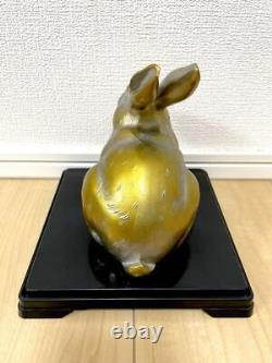 Rabbit Metal Statue 5.1 inch Width Japanese Metalwork figurine