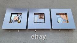 SET/3 Vintage 1996 JERE Mixed Metal WALL SCULPTURES Cubism/Abstract/Modernist