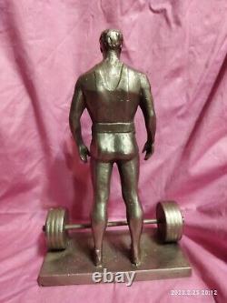 Sculpture of champion weightlifter Vlasov, idol of Arnold Schwarzenegger, metal