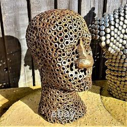 Set of 8 Scrap Metal Art Sculptures Human Form Garden Art, Outdoor Art, Nuts