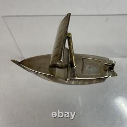 Ship Silver Bonbonniere 2.3 inch Japanese Metalwork art