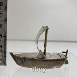 Ship Silver Bonbonniere 2.3 inch Japanese Metalwork art