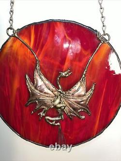 Stained Glass Copper Glass Sculpture Dragon St. James Art Fair 10 inch