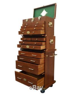 US Pro Tools Wooden Tool Box Chest Wood Cabinet Engineer