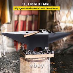 VEVOR Blacksmith Anvil Steel Round Horn Anvil 110lb 50kg 2 Holes for Metal Work