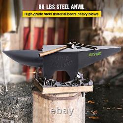 VEVOR Blacksmith Anvil Steel Round Horn Anvil 88lb 40kg 2 Holes for Metal Work
