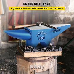 VEVOR Blacksmith Steel Anvil 66lb 30kg Round&Flat Horns 2 Holes for Metal Work