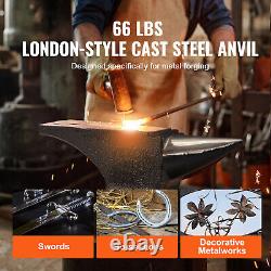 VEVOR Single Horn Anvil Cast Steel Anvil 66 lbs Blacksmith for Forging Metalwork