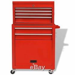 VidaXL Tool Trolley with Tools 7 Layers Storage Cabinet Chest Box Carrier