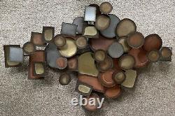 Vintage 1970s Mixed Metal Shapes Wall Hanging Sculpture Mid Century Modern MCM