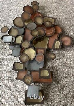 Vintage 1970s Mixed Metal Shapes Wall Hanging Sculpture Mid Century Modern MCM
