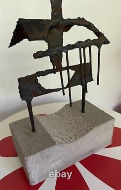 Vintage Abstract Brutalist Figural Metal Sculpture Mid Century Modern Kuntz